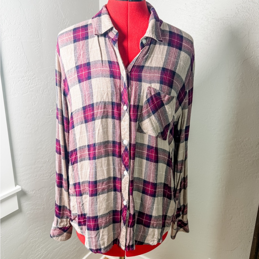 Rails Hunter Burgundy Plaid Button-Down Shirt Size L